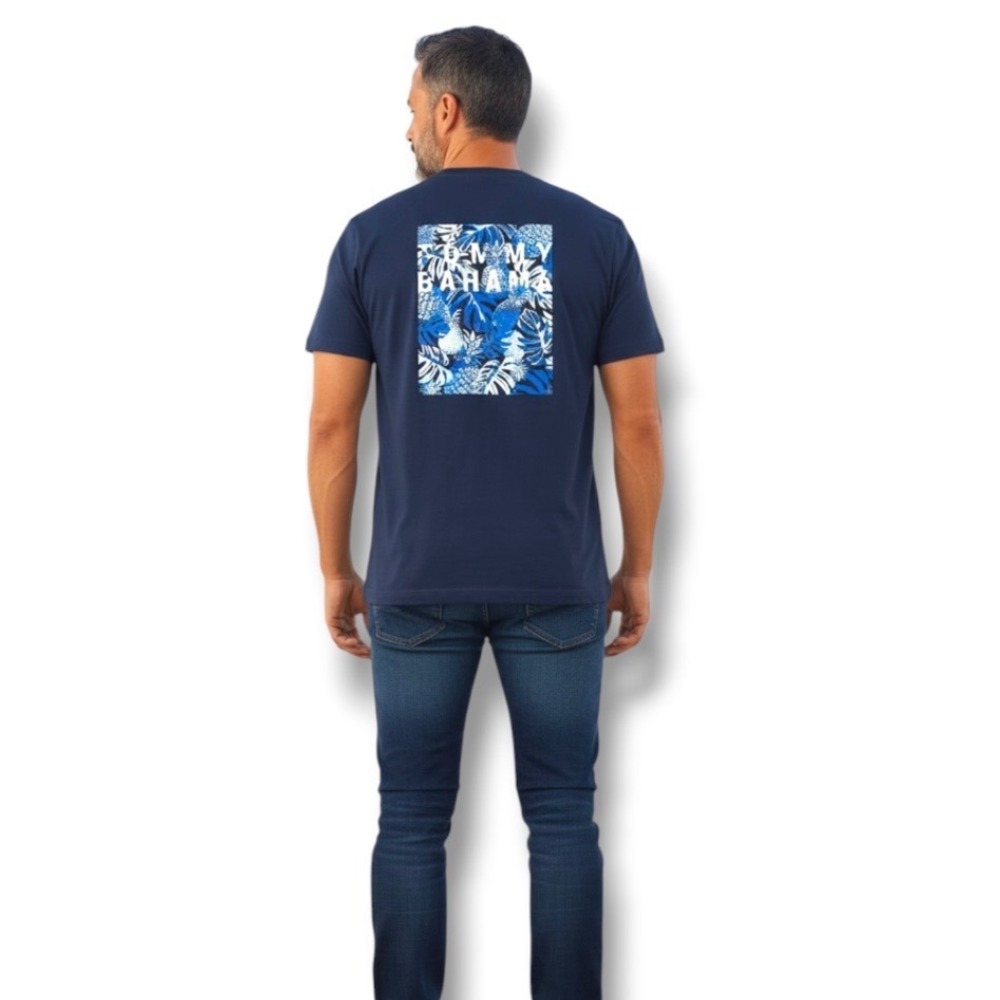 Tommy Bahama Pineapple Palms Graphic Short Sleeve T-Shirt Marlin Logo Size M New
